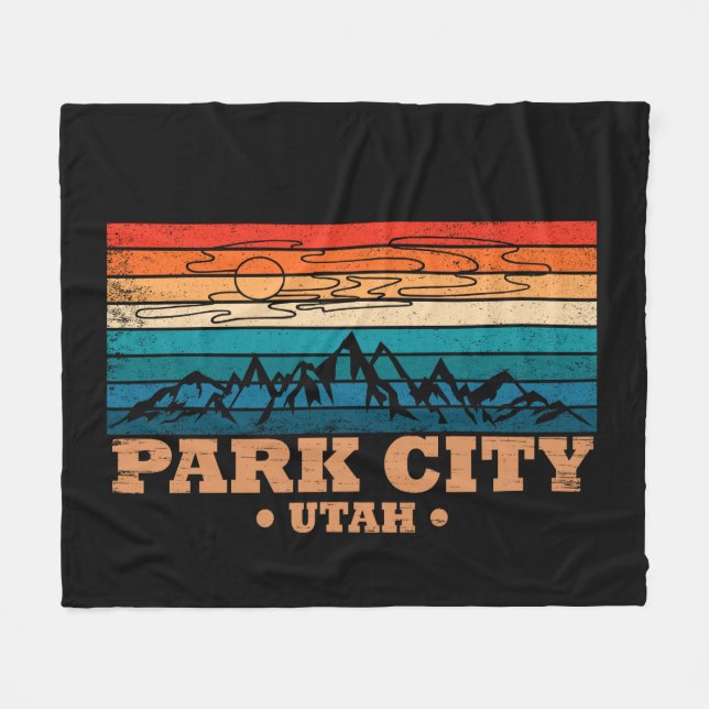 Park city Utah vintage Fleece Blanket (Front (Horizontal))