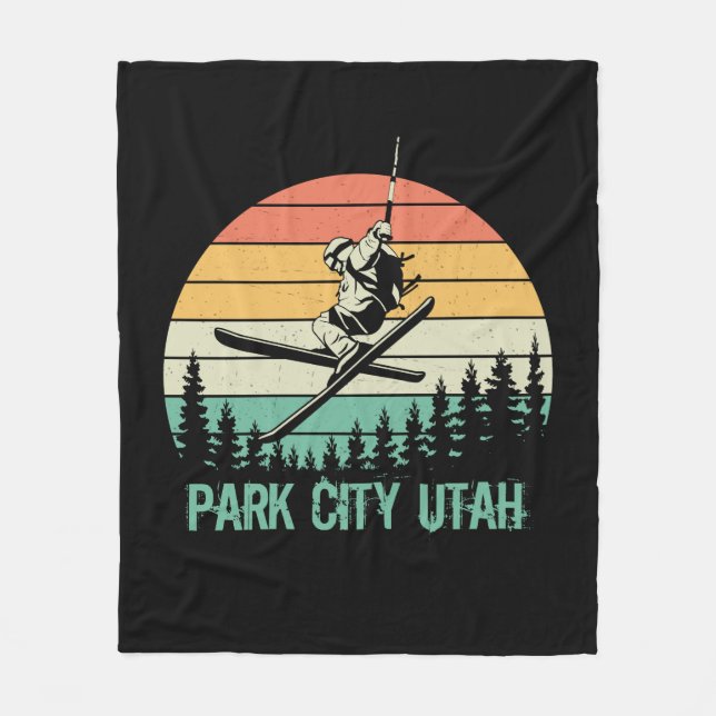 Park city Utah vintage Fleece Blanket (Front)