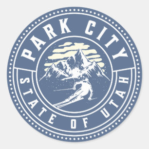 Park City Utah Vintage Skiing Souvenir Classic Round Sticker