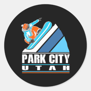 Park City Utah - Vintage Snowboarder  Classic Round Sticker