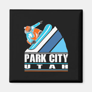 Park City Utah - Vintage Snowboarder Magnet