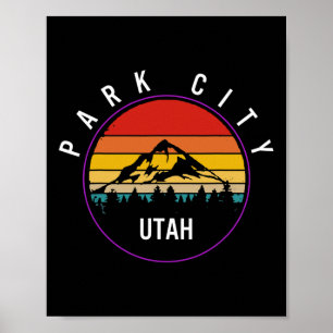 Park City Utah Vintage Souvenir Skier Snowboarding Poster