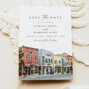 PARK CITY Utah Watercolor Mountain Save the Date Invitation
