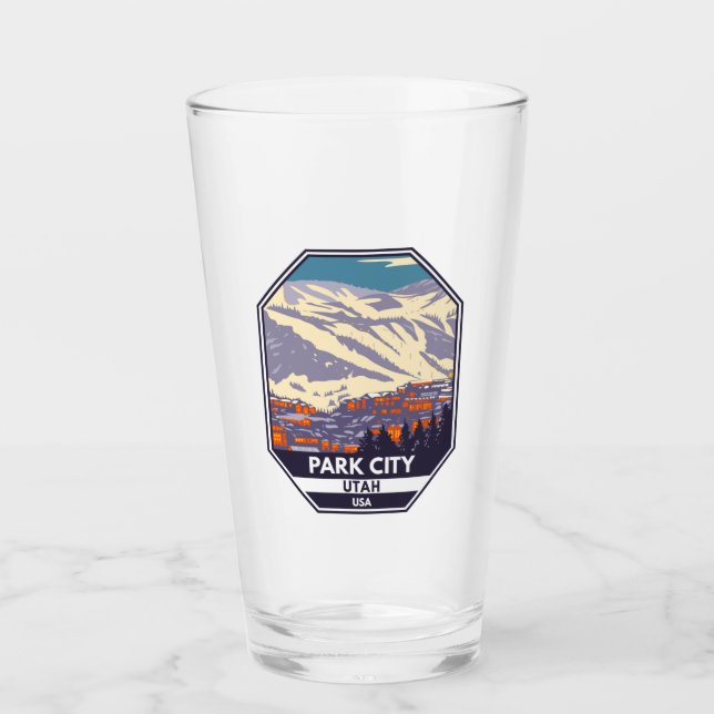Park City Utah Winter Area Emblem  Glass (Front)