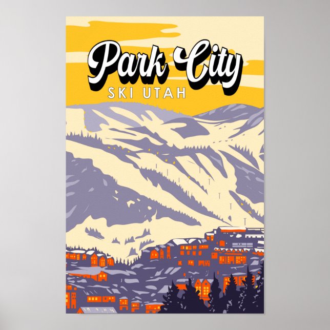 Park City Utah Winter Area Vintage Poster (Front)