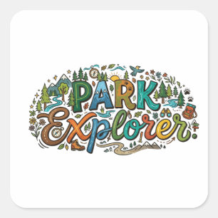 Park Explorer – Adventure Nature T-Shirt Square Sticker