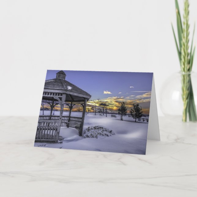Park Gazebo in Winter Holiday Card (Front)