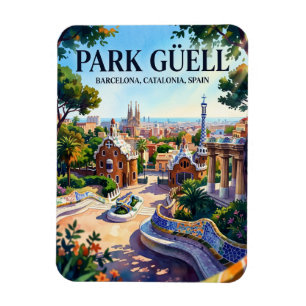 Park Güell, Barcelona, Catalonia, Spain Spain Magnet