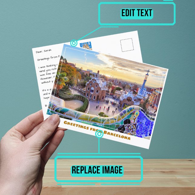 Park Guell Barcelona Spain Modern Postcard (When you are looking to share your experiences, sending a postcard is a sweet gesture.)