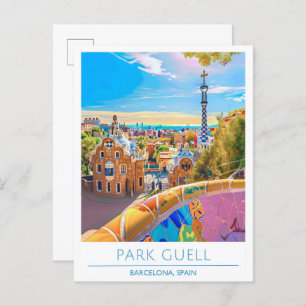Park Guell Barcelona Spain Travel Postcard