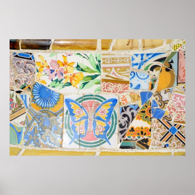 Park Guell mosaics Poster (Front)