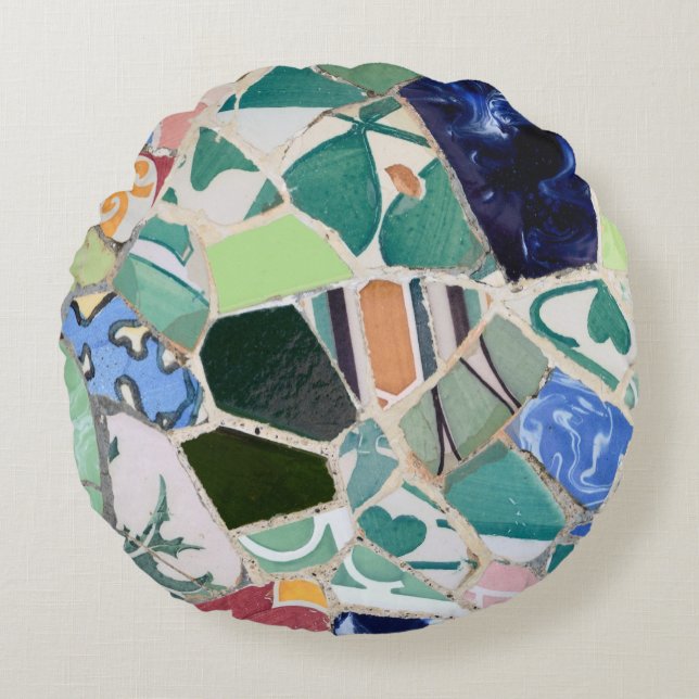 Park Guell mosaics Round Cushion (Front)