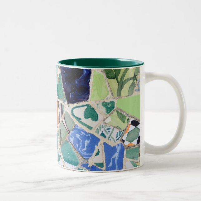 Park Guell mosaics Two-Tone Coffee Mug (Right)
