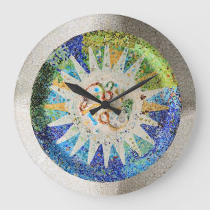 Park Guell mosaics Wall Clock
