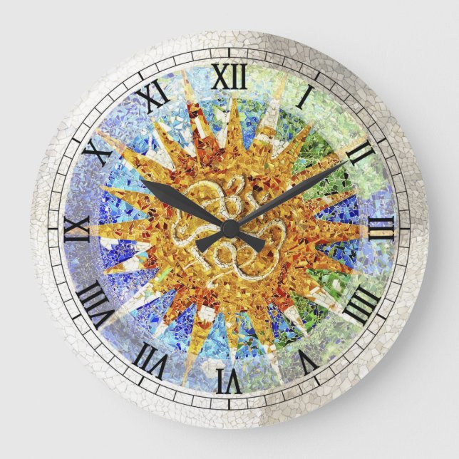 Park Guell mosaics Wall Clock (Front)