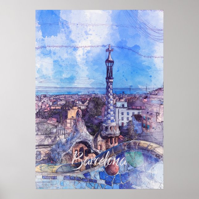Park Guell Sketch Poster (Front)