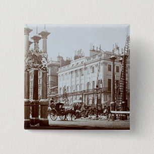 Park Lane being decorated for Queen Victoria's Dia 15 Cm Square Badge