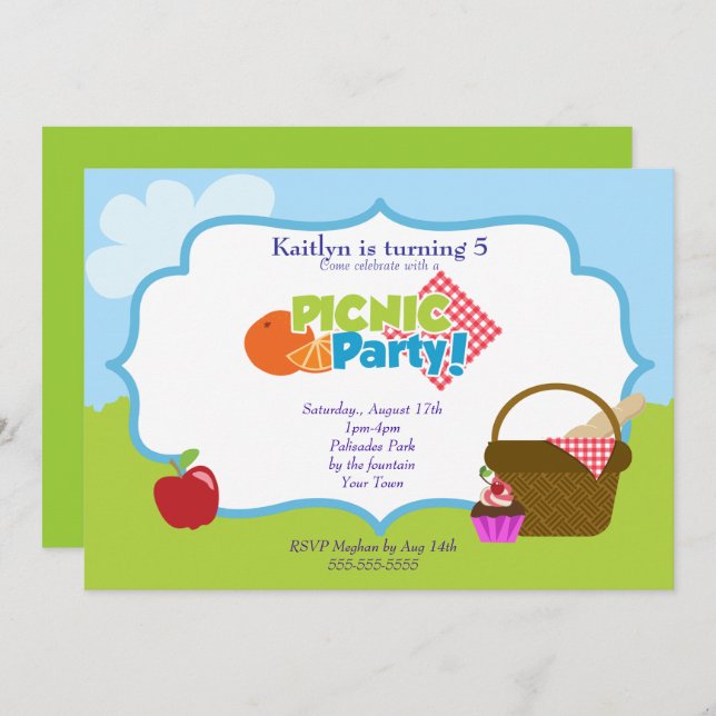 Park Picnic Party Invitation (Front/Back)