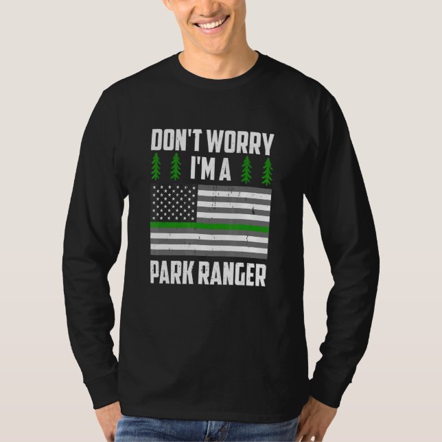 Park Ranger American Flag Wildlife Officer Game Wa T-Shirt (Front)