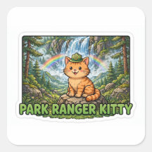 Park Ranger Kitty Sticker — Orange Tabby Ranger Ha
