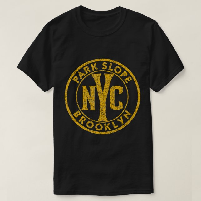 Park Slope Brooklyn Vintage Sign Distressed Amber  T-Shirt (Design Front)