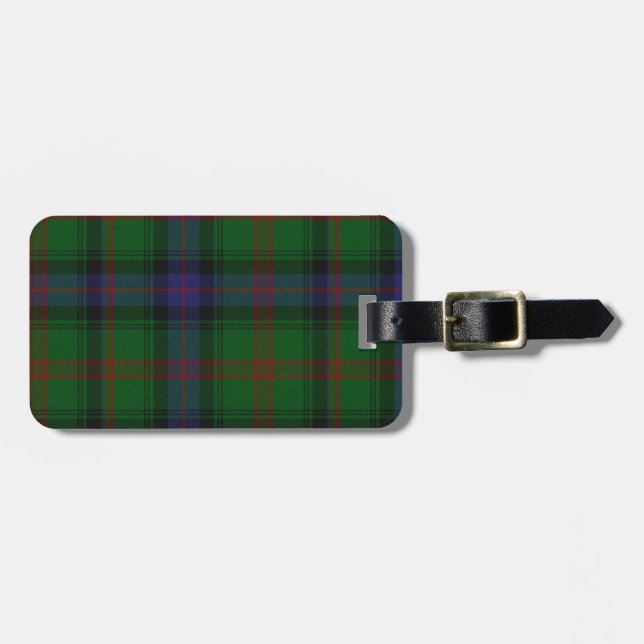 Park tartan green blue plaid luggage tag (Front Horizontal)
