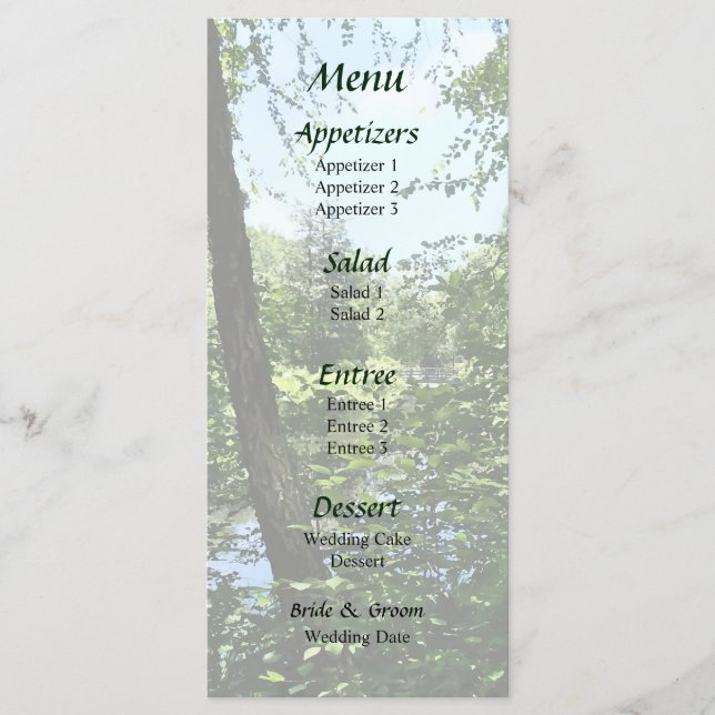 Park With Bridge in Distance Wedding Menu (Front)