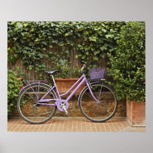 Parked bicycle, Pienza, Italy, Tuscany Poster