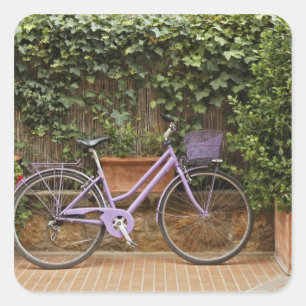 Parked bicycle, Pienza, Italy, Tuscany Square Sticker