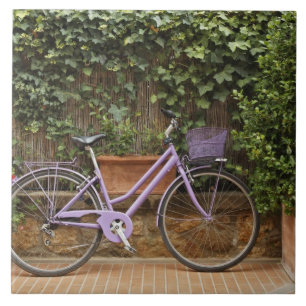 Parked bicycle, Pienza, Italy, Tuscany Tile