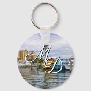 Parked Boats Destin Florida Harbour Key Chain