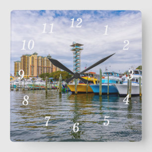 Parked Boats Destin Florida Harbour Wall Clock