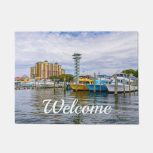 Parked Boats Destin Florida Harbour Welcome Doorma Doormat