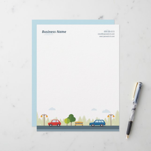 Parked Cars on a Street Letterhead (Front/Back In Situ)