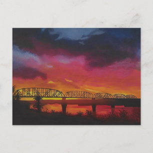 Parker Arizona Train Bridge Sunset Postcard