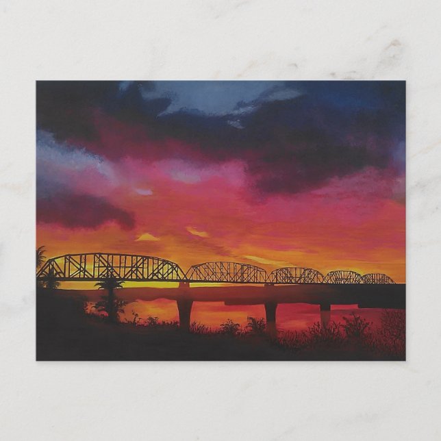 Parker Arizona Train Bridge Sunset Postcard (Front)