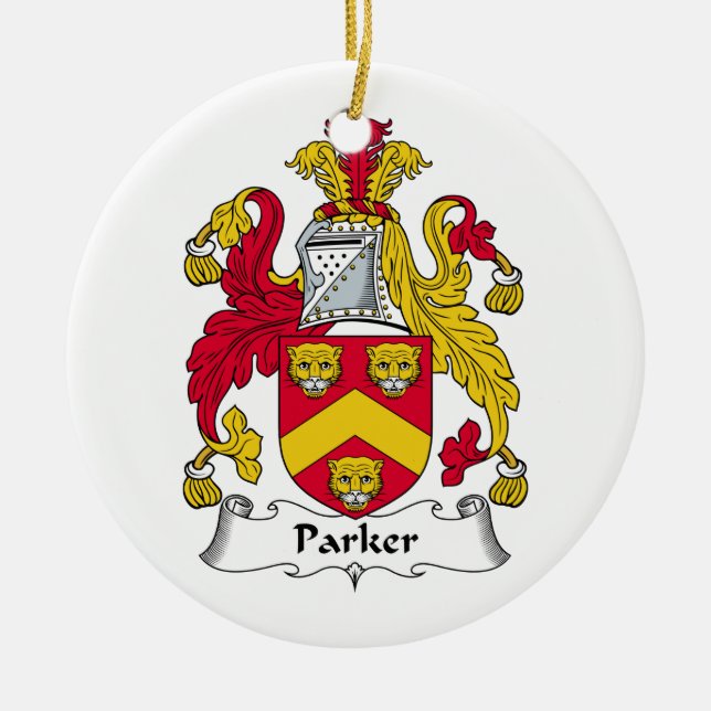 Parker Family Crest Ceramic Tree Decoration (Front)