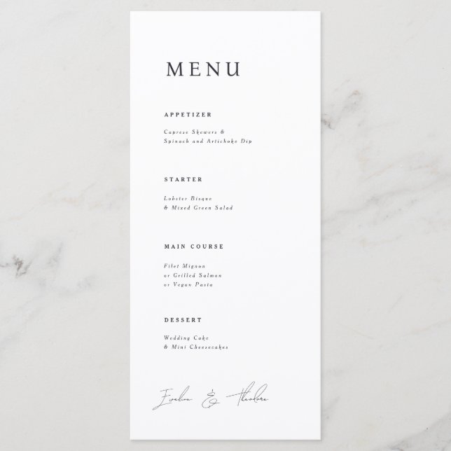 Parker Wedding Dinner Menu (Front)