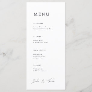 Parker Wedding Dinner Menu