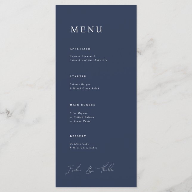 Parker Wedding Dinner Menu (Front)
