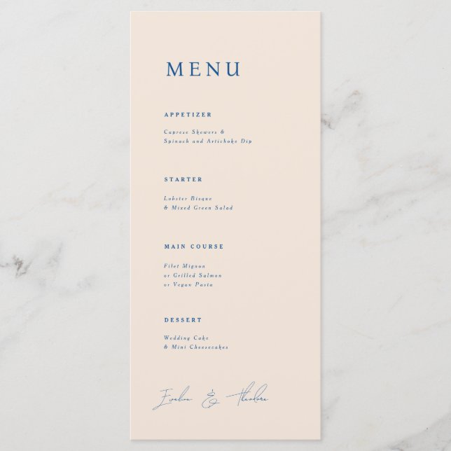 Parker Wedding Dinner Menu (Front)