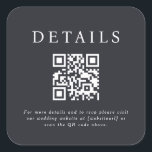 Parker Wedding QR Code Square Sticker<br><div class="desc">This wedding design showcases an elegant and formal design, perfect for a sophisticated ceremony. The invitation features a minimalist aesthetic, with clean lines and a focus on typography. The names are prominently displayed in a classic serif font, lending an air of timeless grace to the piece. The use of a...</div>
