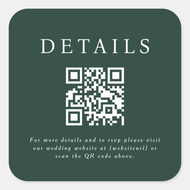 Parker Wedding QR Code Square Sticker (Front)