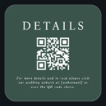Parker Wedding QR Code Square Sticker<br><div class="desc">This wedding design showcases an elegant and formal design, perfect for a sophisticated ceremony. The invitation features a minimalist aesthetic, with clean lines and a focus on typography. The names are prominently displayed in a classic serif font, lending an air of timeless grace to the piece. The use of a...</div>