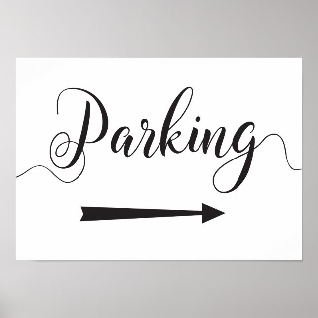 Parking Directions Sign Right Arrow for Weddings (Front)