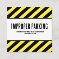 Parking Incorrectly Complaint Card, Funny Bad Park