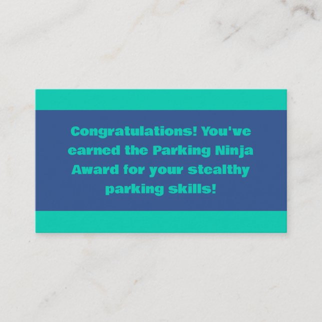 Parking Ninja Award Business Card (Front)
