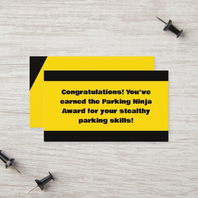 Parking Ninja Award Calling Card (Front/Back In Situ)
