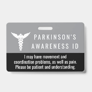 Parkinsons Awareness ID patience pvc badge