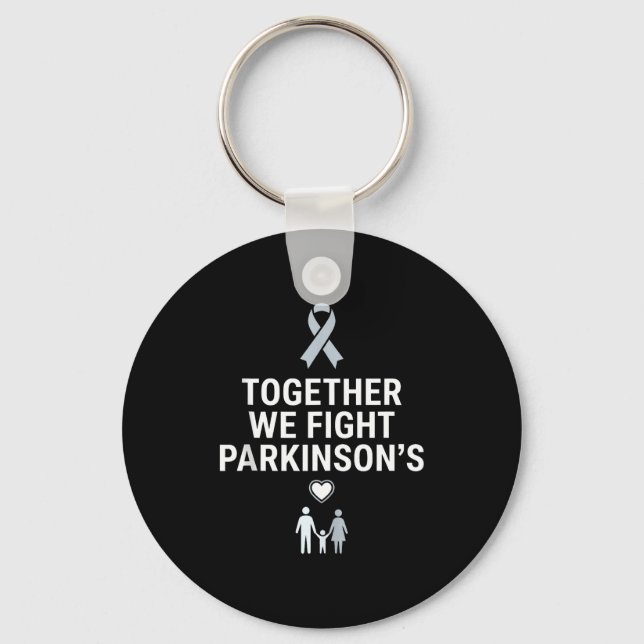 Parkinson's awareness support squad grey ribbon key ring (Front)